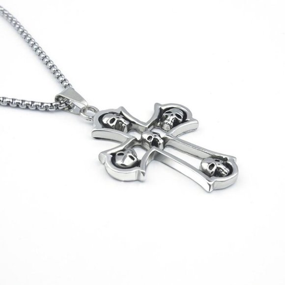 ❤️Jesus Cross Trend Skull pendant Necklace for women/men, N90201P219 - Picture 5 of 8
